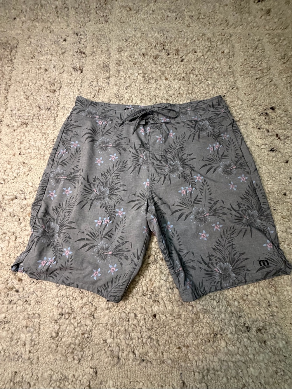 Travis Mathew Gray Tropical Floral Board Shorts